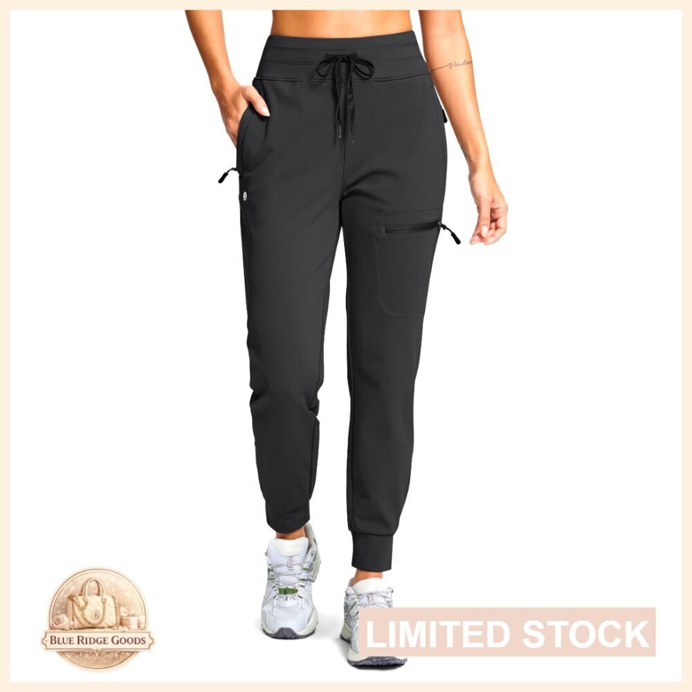 Fleece Lined Joggers High Waisted Water Resistant Winter Running Sweatpants